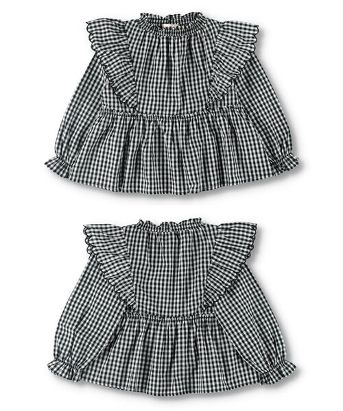 BRANSHES（ブランシェス）の「【プチレディ/ お揃い】スカラップ×フリルブラウス（シャツ/ブラウス・キッズ・オフホワイト/ブラック・120/130/140/150/110/90/100）」の18枚目の写真