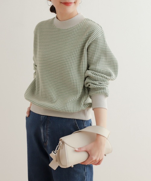 URBAN RESEARCH DOORS(アーバンリサーチドアーズ)の「ツートーンワッフルプルオーバー(Tシャツ/カットソー・レディース・グリーン系その他/ブルー系その他/イエロー系その他・MEDIUM)」の1枚目の写真