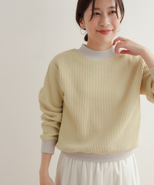 URBAN RESEARCH DOORS(アーバンリサーチドアーズ)の「ツートーンワッフルプルオーバー(Tシャツ/カットソー・レディース・グリーン系その他/ブルー系その他/イエロー系その他・MEDIUM)」の3枚目の写真
