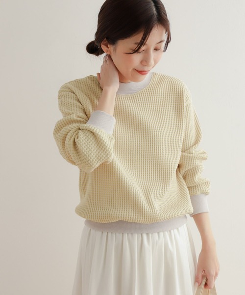 URBAN RESEARCH DOORS(アーバンリサーチドアーズ)の「ツートーンワッフルプルオーバー(Tシャツ/カットソー・レディース・グリーン系その他/ブルー系その他/イエロー系その他・MEDIUM)」の4枚目の写真
