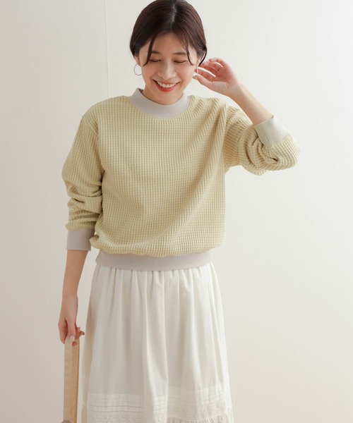 URBAN RESEARCH DOORS(アーバンリサーチドアーズ)の「ツートーンワッフルプルオーバー(Tシャツ/カットソー・レディース・グリーン系その他/ブルー系その他/イエロー系その他・MEDIUM)」の6枚目の写真