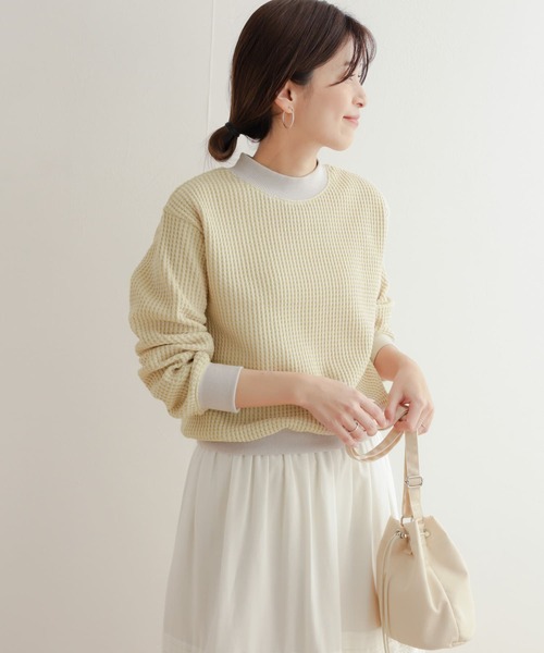 URBAN RESEARCH DOORS(アーバンリサーチドアーズ)の「ツートーンワッフルプルオーバー(Tシャツ/カットソー・レディース・グリーン系その他/ブルー系その他/イエロー系その他・MEDIUM)」の7枚目の写真