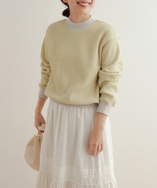 URBAN RESEARCH DOORS(アーバンリサーチドアーズ)の「ツートーンワッフルプルオーバー(Tシャツ/カットソー・レディース・グリーン系その他/ブルー系その他/イエロー系その他・MEDIUM)」の8枚目の写真