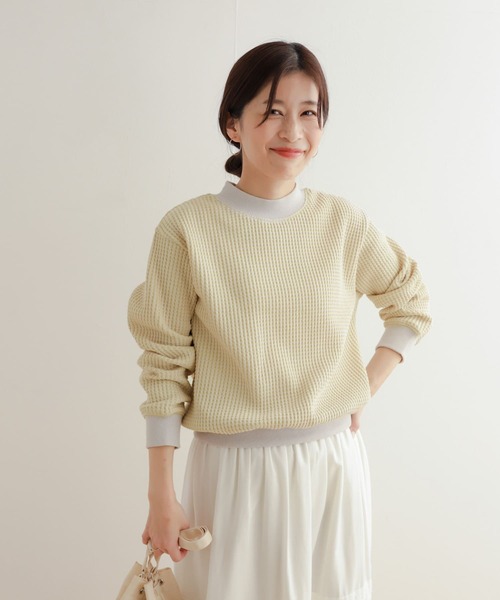 URBAN RESEARCH DOORS(アーバンリサーチドアーズ)の「ツートーンワッフルプルオーバー(Tシャツ/カットソー・レディース・グリーン系その他/ブルー系その他/イエロー系その他・MEDIUM)」の11枚目の写真