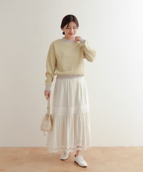 URBAN RESEARCH DOORS(アーバンリサーチドアーズ)の「ツートーンワッフルプルオーバー(Tシャツ/カットソー・レディース・グリーン系その他/ブルー系その他/イエロー系その他・MEDIUM)」の14枚目の写真