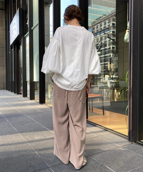 DouDou(ドゥドゥ)の「【WEB限定】 ギャザースリーブロンTEE(Tシャツ/カットソー・レディース・ブラック/サックスブルー/オフホワイト・FREE)」の20枚目の写真