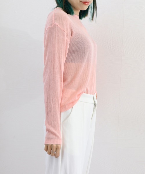 Miniministore(ミニミニストア)の「シアートップス レディース サマーニット(Tシャツ/カットソー・レディース・ピンク/ホワイト/ブラック・FREE)」の13枚目の写真