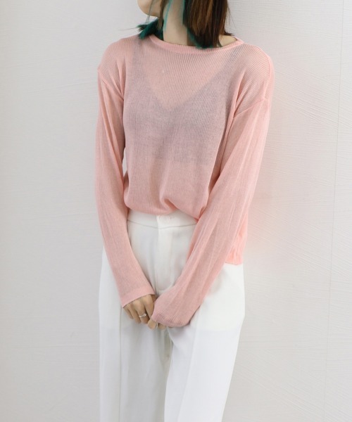 Miniministore(ミニミニストア)の「シアートップス レディース サマーニット(Tシャツ/カットソー・レディース・ピンク/ホワイト/ブラック・FREE)」の14枚目の写真