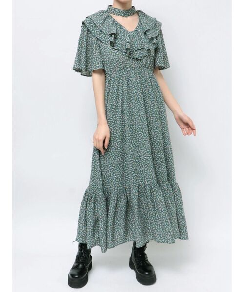 jouetie ジュエティ チェック柄ロングワンピース セール】ヘムフリルチェックロングシャツワンピース（ワンピース