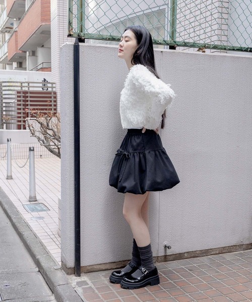 3.3 Field Trip （3.3フィールドトリップ）の「3.3 Field Trip／バルーンスカート  2103087（スカート・レディース・チャコール/ブラック・FREE）」の4枚目の写真