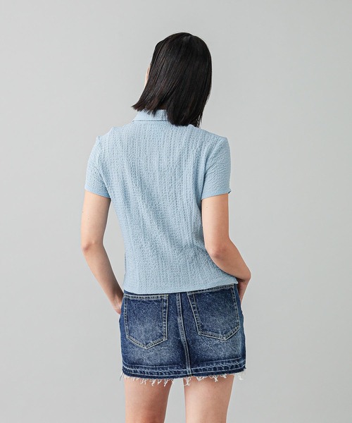 X-girl（エックスガール）の「COMPACT S/S SHIRT（シャツ/ブラウス・レディース・ブルー/ホワイト・S/M）」の5枚目の写真