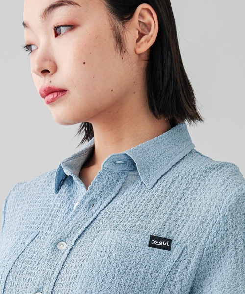 X-girl（エックスガール）の「COMPACT S/S SHIRT（シャツ/ブラウス・レディース・ブルー/ホワイト・S/M）」の11枚目の写真