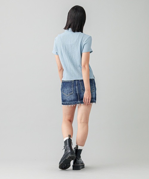 X-girl（エックスガール）の「COMPACT S/S SHIRT（シャツ/ブラウス・レディース・ブルー/ホワイト・S/M）」の10枚目の写真