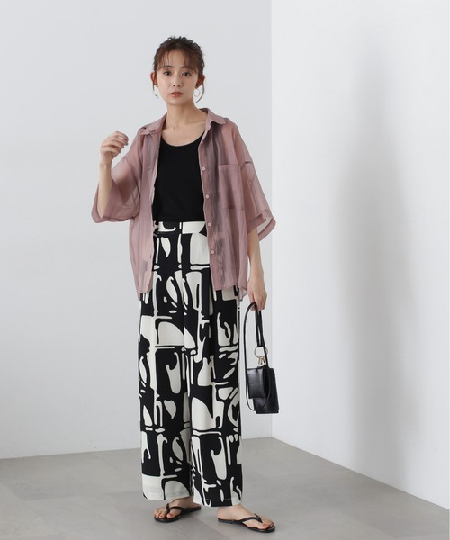 N.(N. Natural Beauty Basic)(エヌエヌナチュラルビューティーベーシック)の「◆クロップド半袖シアーシャツ(シャツ/ブラウス・レディース・ブルー/クリーム/ピンク・MEDIUM)」の17枚目の写真