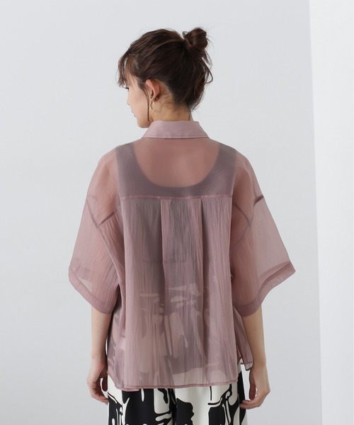 N.(N. Natural Beauty Basic)(エヌエヌナチュラルビューティーベーシック)の「◆クロップド半袖シアーシャツ(シャツ/ブラウス・レディース・ブルー/クリーム/ピンク・MEDIUM)」の21枚目の写真