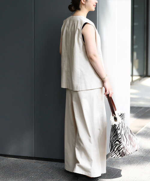 JOURNAL STANDARD relume（ジャーナルスタンダード　レリューム）の「リネンミックスエプロンサロペット（サロペット/オーバーオール・レディース・アイボリー/ブラック・FREE）」の16枚目の写真