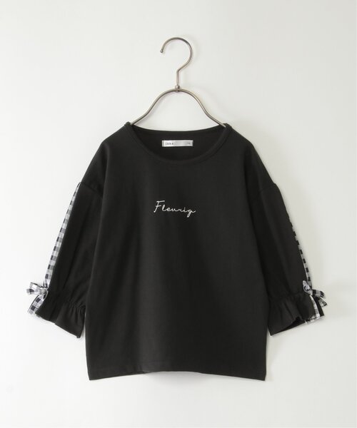 セール】7分袖タックチェック切り替えT（120~160cm）（Tシャツ 