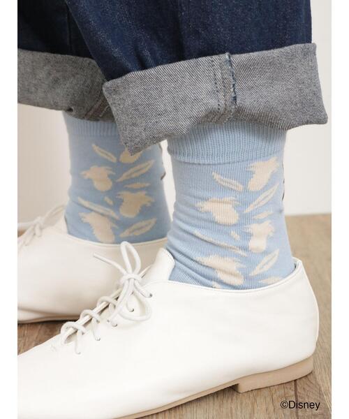 Samansa Mos2（サマンサ モスモス）の「【Disney】ティンカー・ベル/刺繍花柄ソックス（ソックス/靴下・レディース・ミント/キナリ/サックスブルー・F）」の3枚目の写真