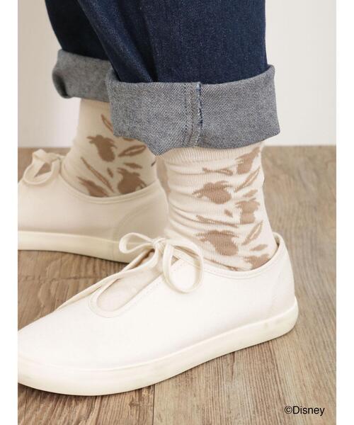 Samansa Mos2（サマンサ モスモス）の「【Disney】ティンカー・ベル/刺繍花柄ソックス（ソックス/靴下・レディース・ミント/キナリ/サックスブルー・F）」の2枚目の写真