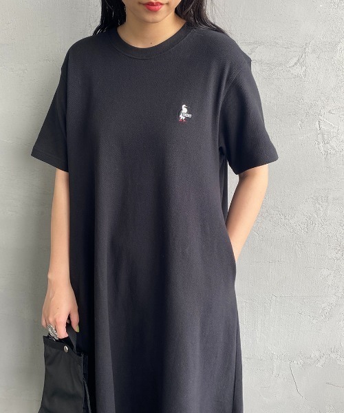CHUMS（チャムス）の「[CHUMS/チャムス] ブービーワンポイントロゴ刺繍 鹿の子ロングワンピース（ワンピース・レディース・ホワイト/ブラック・WM）」の17枚目の写真