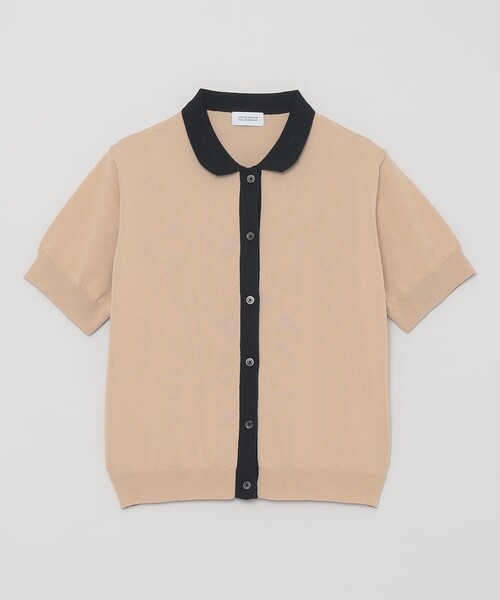 MACKINTOSH PHILOSOPHY（ﾏｯｷﾝﾄｯｼｭ ﾌｨﾛｿﾌｨｰ）の「【WEB&一部店舗限定】バイカラーニットポロカーディガン（ニット/セーター・レディース・ベージュ/ブラック/グレー系その他・38）」の3枚目の写真