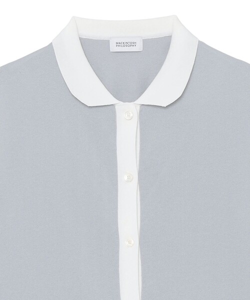 MACKINTOSH PHILOSOPHY（ﾏｯｷﾝﾄｯｼｭ ﾌｨﾛｿﾌｨｰ）の「【WEB&一部店舗限定】バイカラーニットポロカーディガン（ニット/セーター・レディース・ベージュ/ブラック/グレー系その他・38）」の5枚目の写真