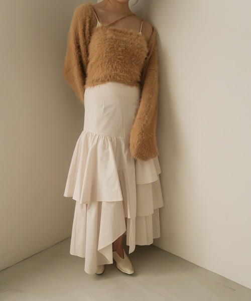 mideal（マイディール）の「random tiered skirt / ランダムティアードスカート（スカート・レディース・グリーン/オレンジ/アイボリー・FREE）」の9枚目の写真