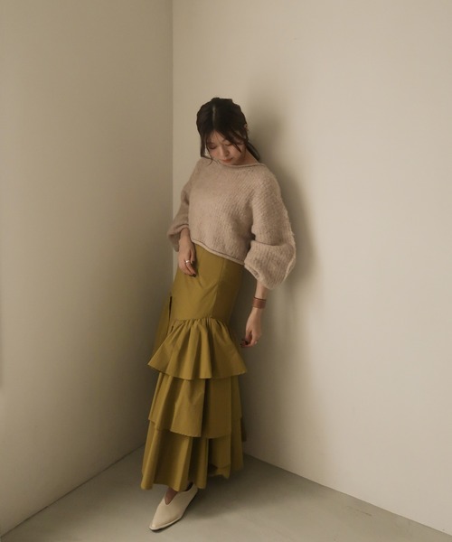 mideal（マイディール）の「random tiered skirt / ランダムティアードスカート（スカート・レディース・グリーン/オレンジ/アイボリー・FREE）」の14枚目の写真