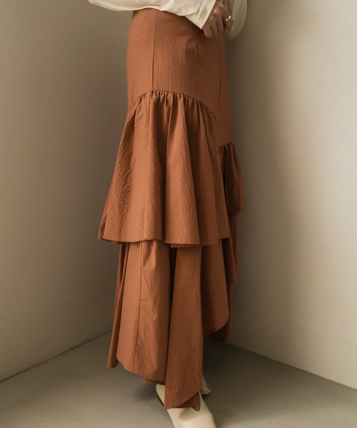 mideal（マイディール）の「random tiered skirt / ランダムティアードスカート（スカート・レディース・グリーン/オレンジ/アイボリー・FREE）」の18枚目の写真