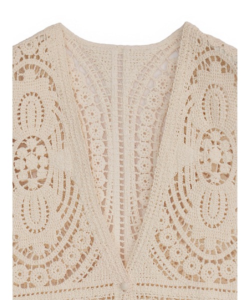 Ameri(アメリ)の「MEDI SHELL MOTIF CROCHET KNIT VEST(ベスト・レディース・アイボリー/ブラック/マスタード・FREE)」の18枚目の写真