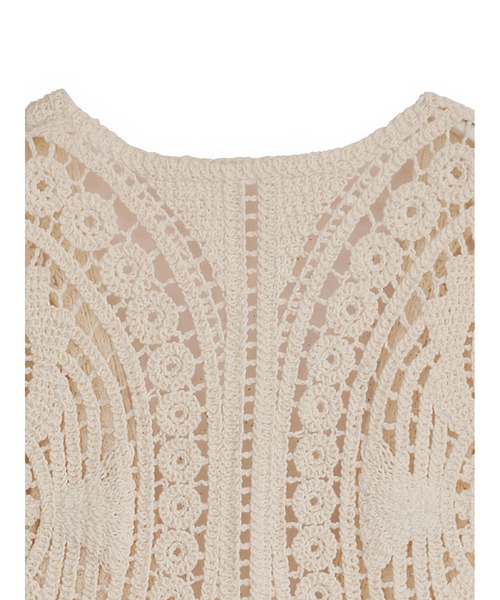 Ameri(アメリ)の「MEDI SHELL MOTIF CROCHET KNIT VEST(ベスト・レディース・アイボリー/ブラック/マスタード・FREE)」の22枚目の写真