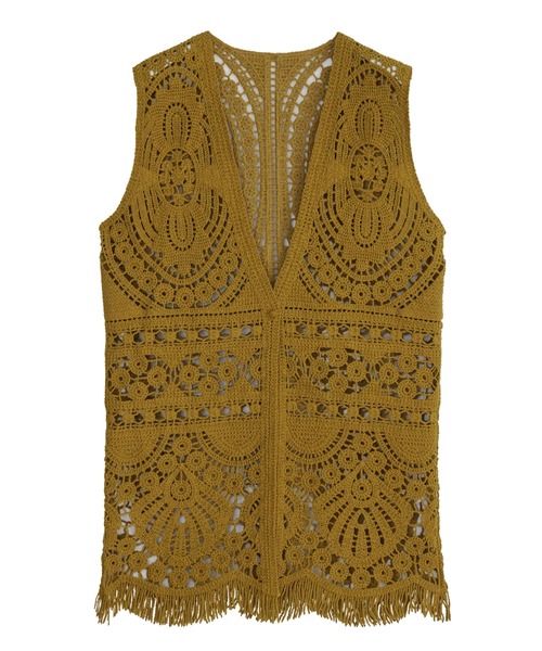 Ameri(アメリ)の「MEDI SHELL MOTIF CROCHET KNIT VEST(ベスト・レディース・アイボリー/ブラック/マスタード・FREE)」の17枚目の写真