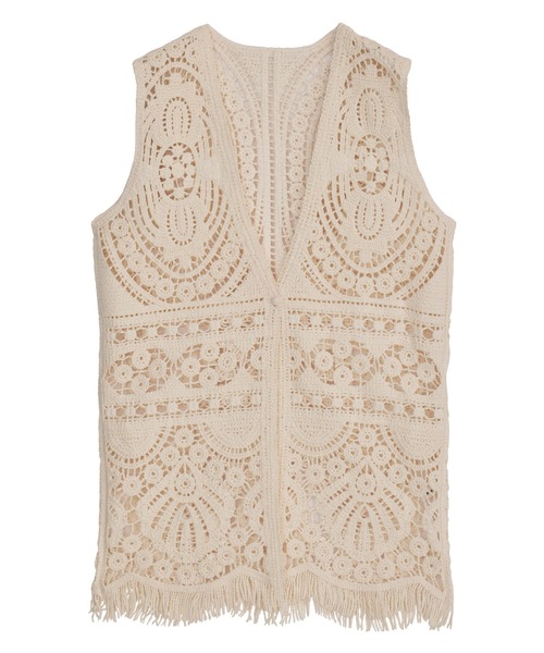 Ameri(アメリ)の「MEDI SHELL MOTIF CROCHET KNIT VEST(ベスト・レディース・アイボリー/ブラック/マスタード・FREE)」の15枚目の写真