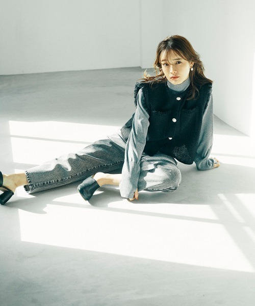 sail(サイル)の「【販売終了】【sail】フリンジベスト 小さいサイズ【低身長・小柄女性向けサイズ】(ベスト・レディース・アイボリー/ブラック・01)」の3枚目の写真