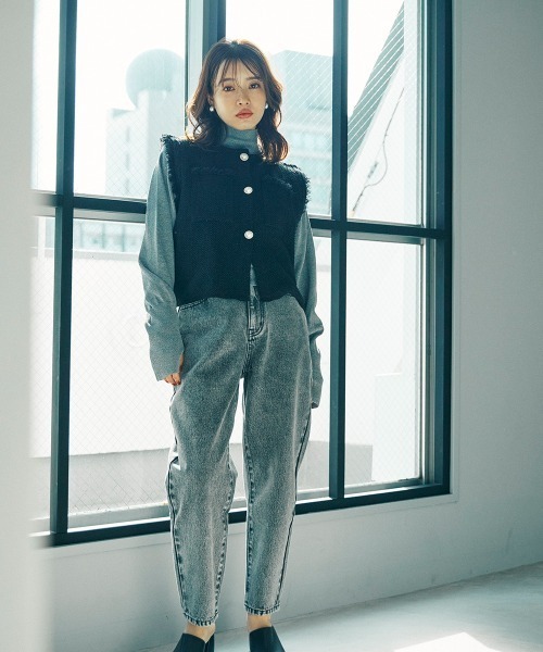 sail(サイル)の「【販売終了】【sail】フリンジベスト 小さいサイズ【低身長・小柄女性向けサイズ】(ベスト・レディース・アイボリー/ブラック・01)」の7枚目の写真