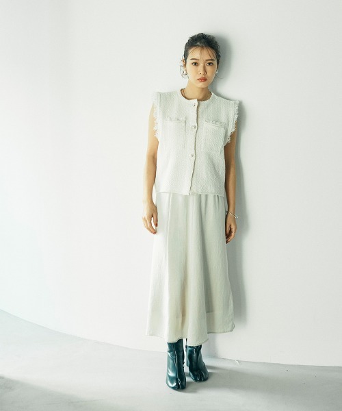 sail(サイル)の「【販売終了】【sail】フリンジベスト 小さいサイズ【低身長・小柄女性向けサイズ】(ベスト・レディース・アイボリー/ブラック・01)」の8枚目の写真