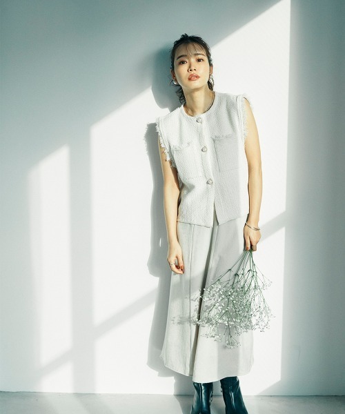 sail(サイル)の「【販売終了】【sail】フリンジベスト 小さいサイズ【低身長・小柄女性向けサイズ】(ベスト・レディース・アイボリー/ブラック・01)」の10枚目の写真