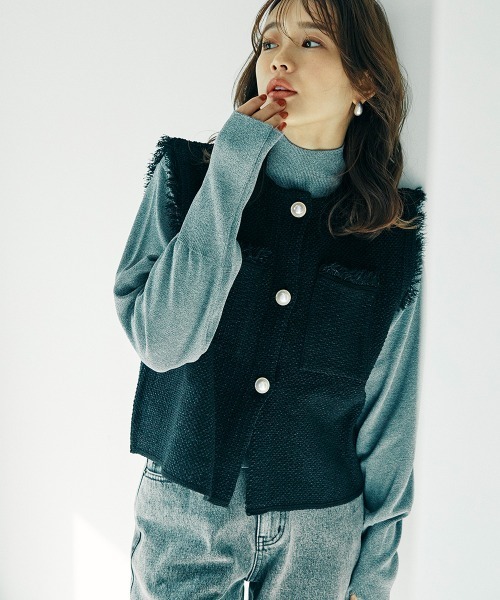 sail(サイル)の「【販売終了】【sail】フリンジベスト 小さいサイズ【低身長・小柄女性向けサイズ】(ベスト・レディース・アイボリー/ブラック・01)」の18枚目の写真