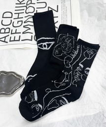 NOLITA LABORATORY | 【 NOLITA / ノリータ 】3ペア 抽象画 プリントソックス スタイリッシュ クリエイティブ ミッドチューブ ソックス 靴下(ソックス/靴下)