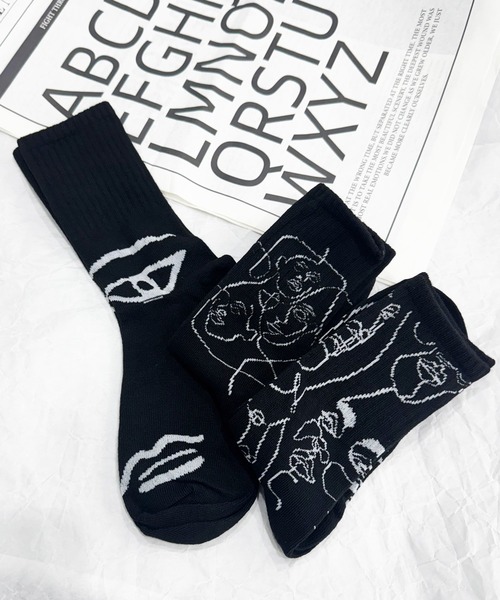 NOLITA LABORATORY（ノリータラボラトリー）の「【 NOLITA / ノリータ 】3ペア 抽象画 プリントソックス スタイリッシュ クリエイティブ ミッドチューブ ソックス 靴下（ソックス/靴下・レディース・ホワイト/ブラック・FREE）」の13枚目の写真