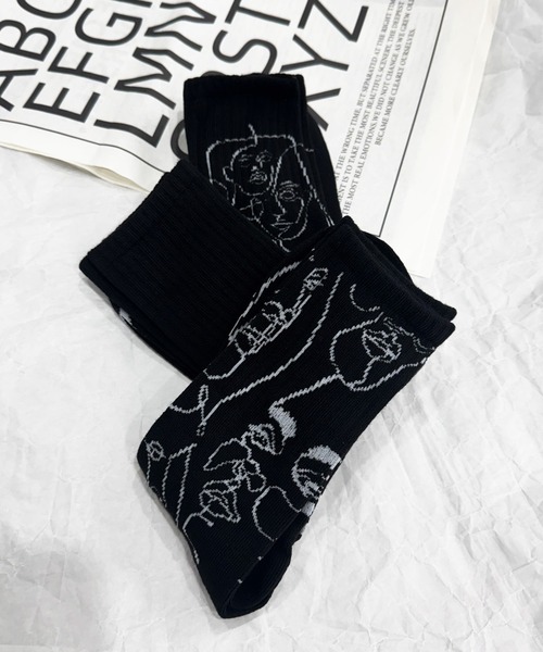 NOLITA LABORATORY（ノリータラボラトリー）の「【 NOLITA / ノリータ 】3ペア 抽象画 プリントソックス スタイリッシュ クリエイティブ ミッドチューブ ソックス 靴下（ソックス/靴下・レディース・ホワイト/ブラック・FREE）」の11枚目の写真