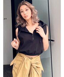 GYDA | ハーフZIPノースリーブショートパーカー(Tシャツ/カットソー)