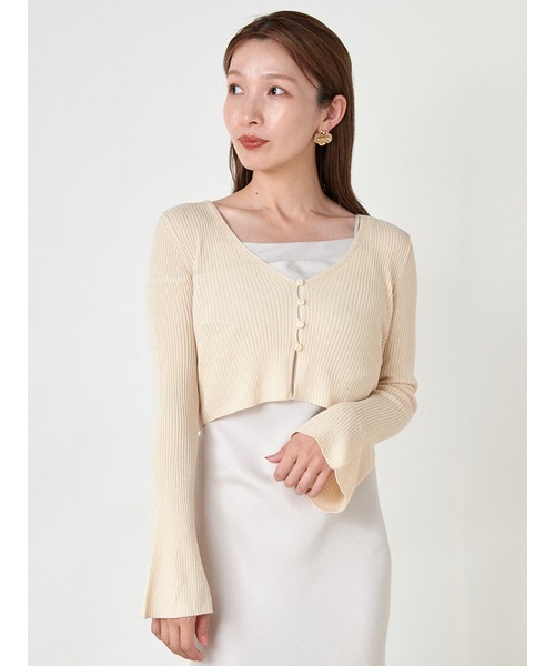 SNIDEL（スナイデル）の「ショートカーディガン（カーディガン/ボレロ・レディース・ブラック/アイボリー/コーラルピンク/ライトピンク/ホワイト・FREE）」の6枚目の写真