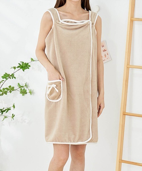 Miniministore（ミニミニストア）の「ラップタオル 大人用 大判シャワーローブ（タオル・レディース・ピンク/ライトグリーン系1/パープル系1/ブルー/ベージュ系1/ピンク系1/ブルー系1/ベージュ/パープル/ミント・FREE）」の3枚目の写真