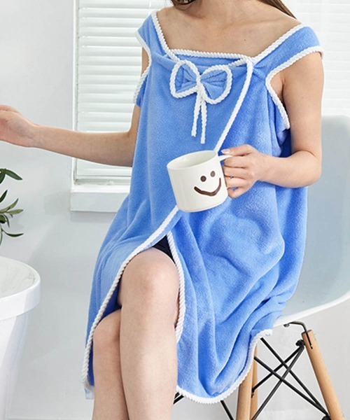 Miniministore（ミニミニストア）の「ラップタオル 大人用 大判シャワーローブ（タオル・レディース・ピンク/ライトグリーン系1/パープル系1/ブルー/ベージュ系1/ピンク系1/ブルー系1/ベージュ/パープル/ミント・FREE）」の7枚目の写真