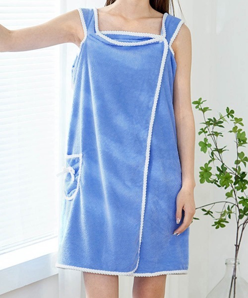 Miniministore（ミニミニストア）の「ラップタオル 大人用 大判シャワーローブ（タオル・レディース・ピンク/ライトグリーン系1/パープル系1/ブルー/ベージュ系1/ピンク系1/ブルー系1/ベージュ/パープル/ミント・FREE）」の6枚目の写真