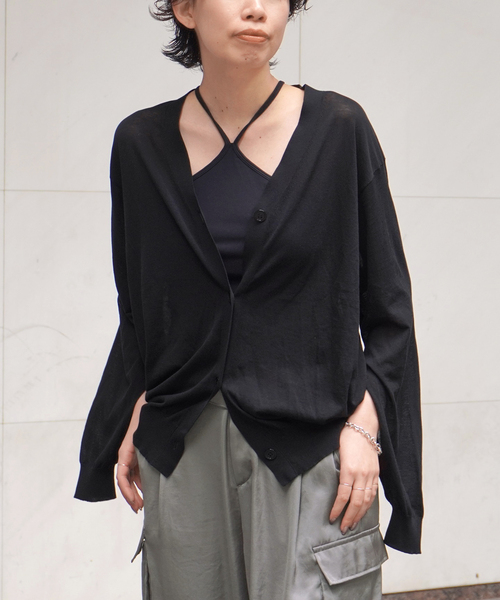 EVERYDAY I LIKE.（エヴリディアイライク）の「スリットスリーブカーディガン（ニット/セーター・レディース・ブラウン/ベージュ/ブラック・FREE）」の2枚目の写真