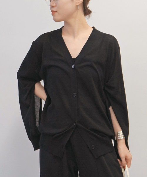 EVERYDAY I LIKE.（エヴリディアイライク）の「スリットスリーブカーディガン（ニット/セーター・レディース・ブラウン/ベージュ/ブラック・FREE）」の19枚目の写真