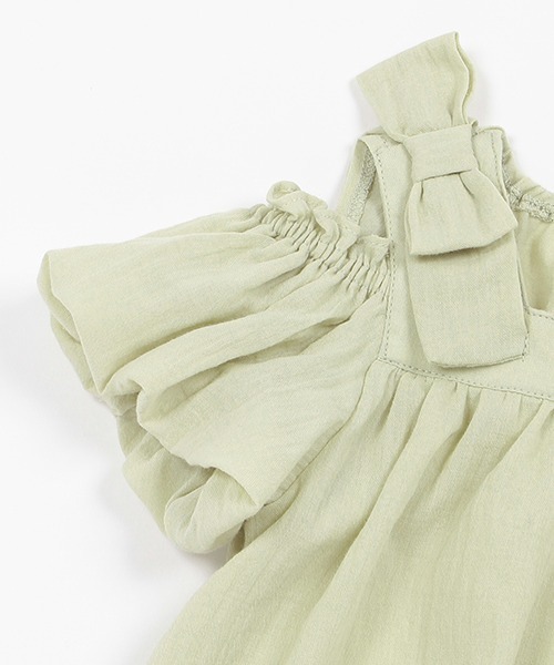 petit main(プティマイン)の「【AJUGA.リンク】オフショルブラウス(キッズサイズ)(シャツ/ブラウス・キッズ・ブルー/ピンク/ライトグリーン・80cm/90cm/110cm/120cm/130cm/100cm)」の16枚目の写真