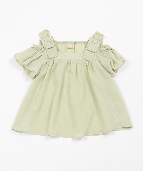 petit main(プティマイン)の「【AJUGA.リンク】オフショルブラウス(キッズサイズ)(シャツ/ブラウス・キッズ・ブルー/ピンク/ライトグリーン・80cm/90cm/110cm/120cm/130cm/100cm)」の11枚目の写真